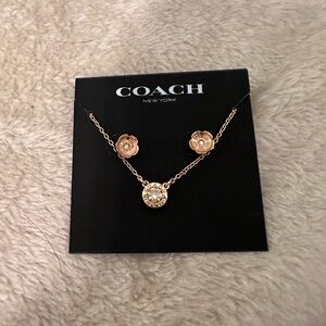 Coach Rose Gold Necklace and earring set